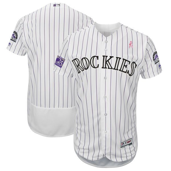 Men Colorado Rockies Blank White Mothers Edition MLB Jerseys